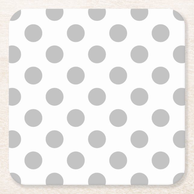 Dessous De Verre Carré Pois gris sur blanc (Devant)