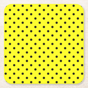 Dessous De Verre Carré Pois jaune noir