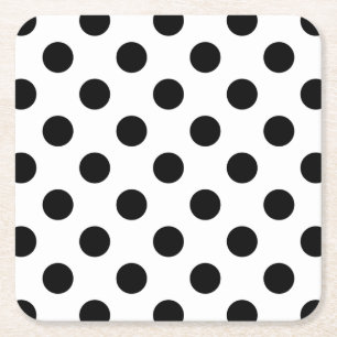 Dessous De Verre Carré Pois noirs en blanc