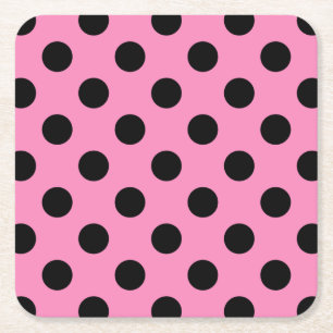 Dessous De Verre Carré Pois noirs en rose