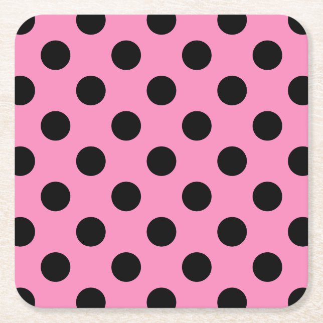 Dessous De Verre Carré Pois noirs en rose (Devant)
