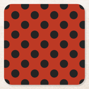 Dessous De Verre Carré Pois noirs en rouge