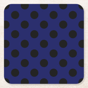 Dessous De Verre Carré Pois noirs sur bleu marine