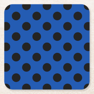 Dessous De Verre Carré Pois noirs sur bleu royal