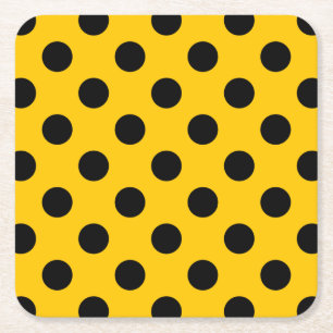 Dessous De Verre Carré Pois noirs sur jaune