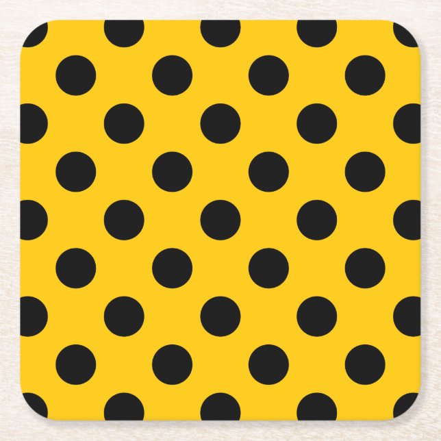 Dessous De Verre Carré Pois noirs sur jaune (Devant)