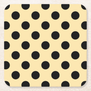 Dessous De Verre Carré Pois noirs sur jaune pâle