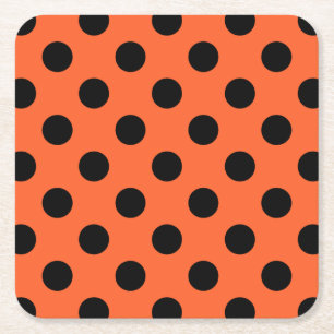 Dessous De Verre Carré Pois noirs sur orange