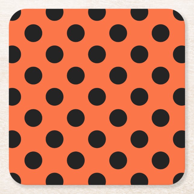Dessous De Verre Carré Pois noirs sur orange (Devant)