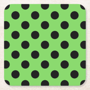 Dessous De Verre Carré Pois noirs sur vert citron