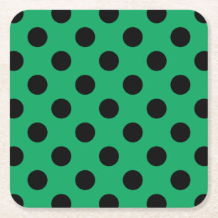 Dessous De Verre Carré Pois noirs sur vert frais