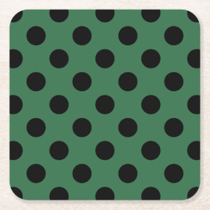 Dessous De Verre Carré Pois noirs sur vert kelly