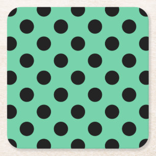 Dessous De Verre Carré Pois noirs sur vert menthe