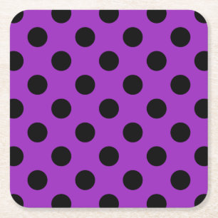 Dessous De Verre Carré Pois noirs sur violet