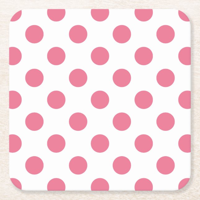 Dessous De Verre Carré Pois rose et blanc (Devant)
