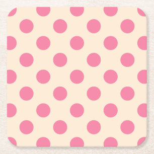 Dessous De Verre Carré Pois roses à la crème