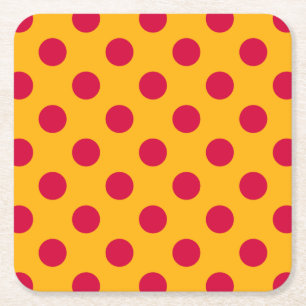 Dessous De Verre Carré Pois rouges sur jaune