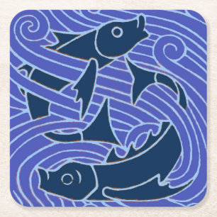 Dessous De Verre Carré Poisson Gras Baignade Océan Bleu Pêche