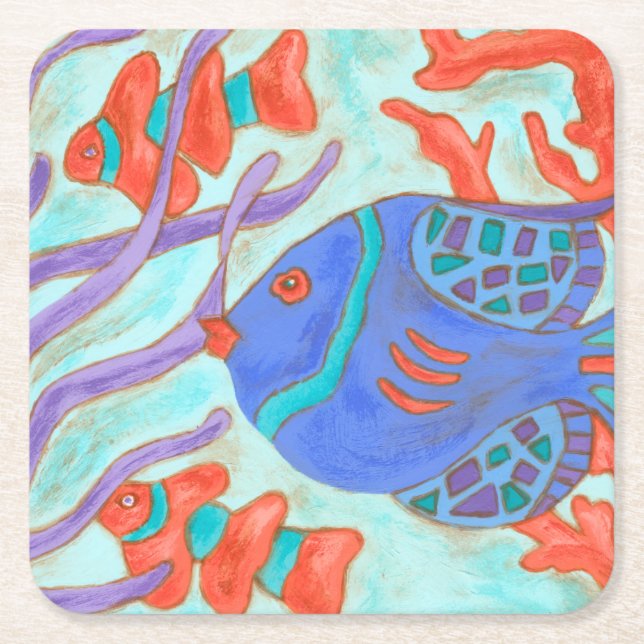 Dessous De Verre Carré Poisson Pop (Devant)