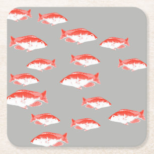 Dessous De Verre Carré Poisson rouge et gris