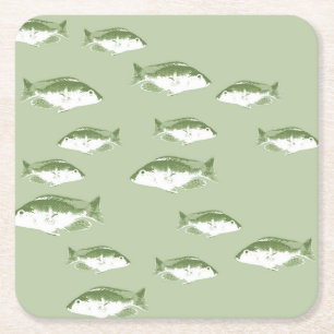 Dessous De Verre Carré Poisson vert olive
