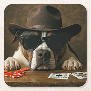 Dessous De Verre Carré Poker Blackjack Western Pitbull Mignon