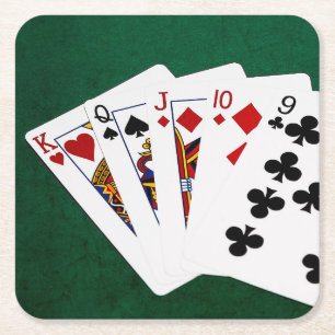 Dessous De Verre Carré Poker Hands - Droit - Roi À Neuf