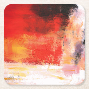 Dessous De Verre Carré Polar rouge - Peinture artistique Abstraite