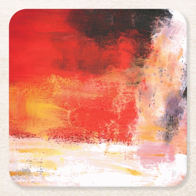 Dessous De Verre Carré Polar rouge - Peinture artistique Abstraite (Devant)
