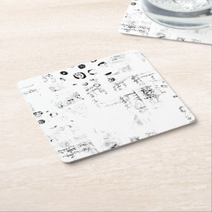 Dessous De Verre Carré police, musique, monochrome, cercle, motif, monoc
