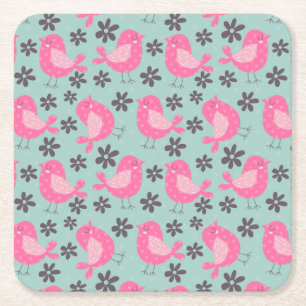 Dessous De Verre Carré Polka Dot Birds and Flowers