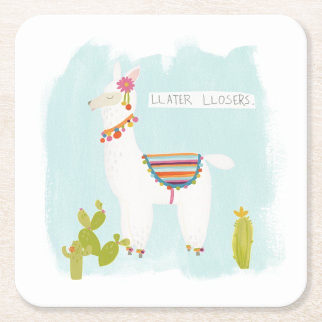 Dessous De Verre Carré Pom Pom Llama Rama - Llater Llosers (Devant)