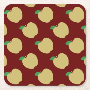 Dessous De Verre Carré Pomme d'or en rouge