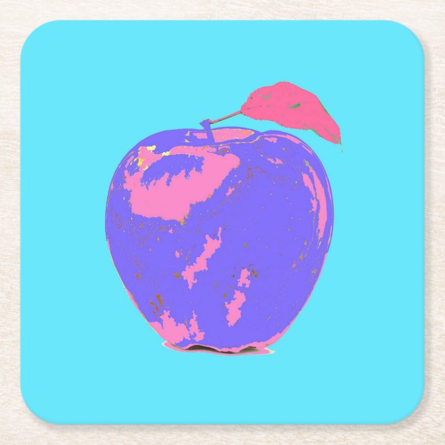 Dessous De Verre Carré Pomme violette Pop Art (Devant)