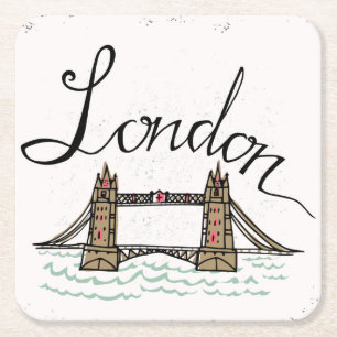 Dessous De Verre Carré Pont en lettres de Londres de main
