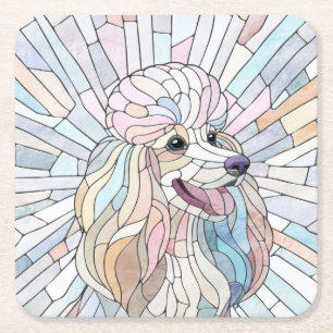 Dessous De Verre Carré Poodle - mosaïque pastel