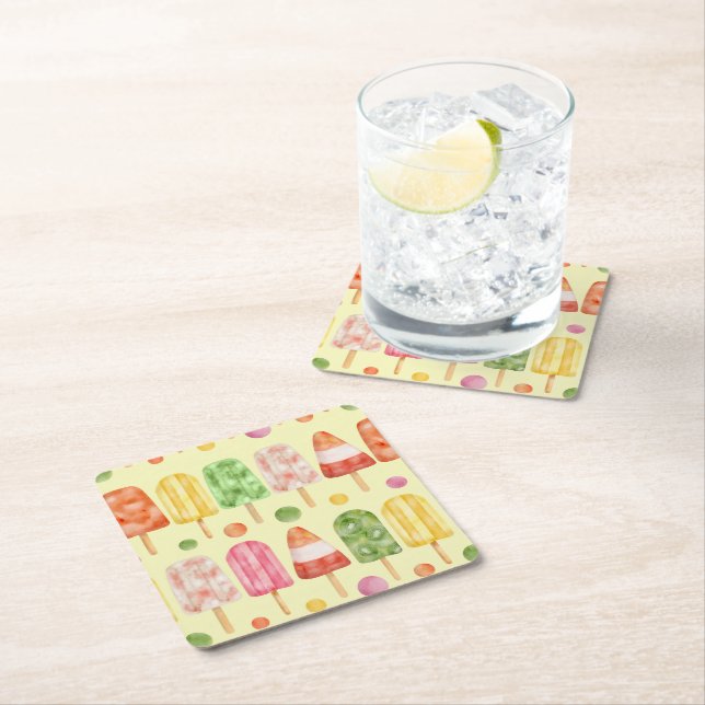 Dessous De Verre Carré Popcicules de fruits (En situation)