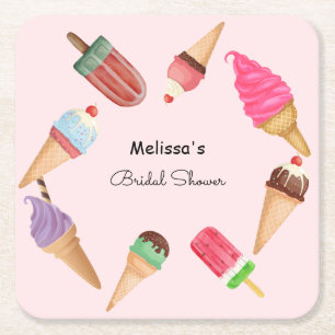 Dessous De Verre Carré Popsicles de glace Papier Rose Buvard