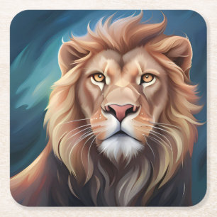 Dessous De Verre Carré Portrait Art numérique Lion-56556