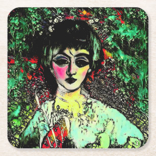 Dessous De Verre Carré Portrait de Beauté Gothique