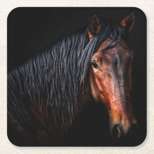 Dessous De Verre Carré Portrait de cheval VII