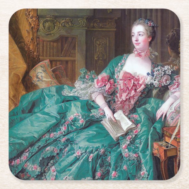 Dessous De Verre Carré Portrait de Madame Pompadour, Boucher, 1756 (Devant)