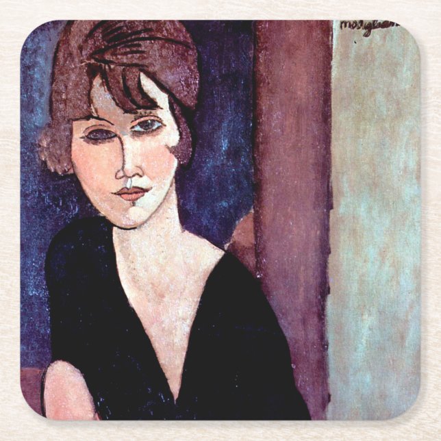 Dessous De Verre Carré Portrait de Woman (Devant)
