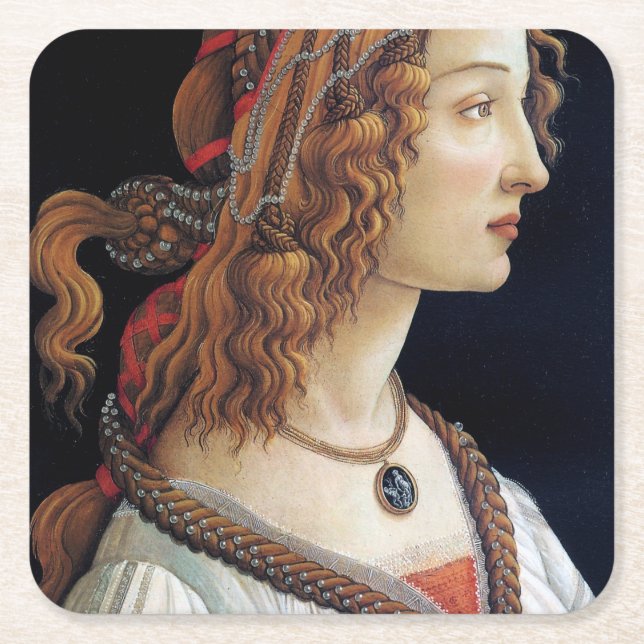 Dessous De Verre Carré Portrait d'une dame, Sandro Botticelli (Devant)