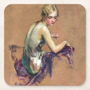 Dessous De Verre Carré Portrait en pastel