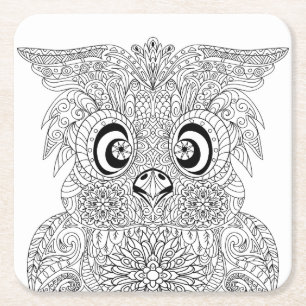 Dessous De Verre Carré Portrait inspiré de hibou