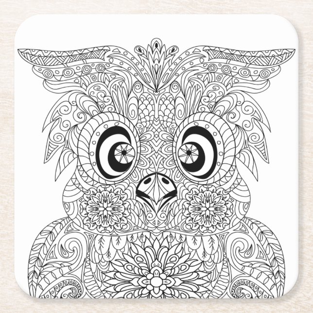 Dessous De Verre Carré Portrait inspiré de hibou (Devant)
