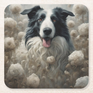 Dessous De Verre Carré Portraits de races de chiens de fleurs 12