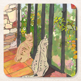 Dessous De Verre Carré Posavasos Gatos