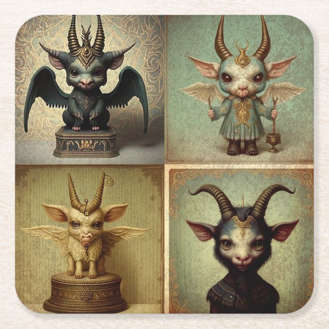 Dessous De Verre Carré Posavasos personalizados originales Baphomet.  (Devant)